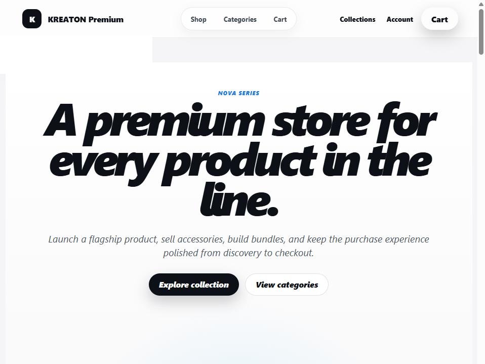 Boutique store site generated by KREATON