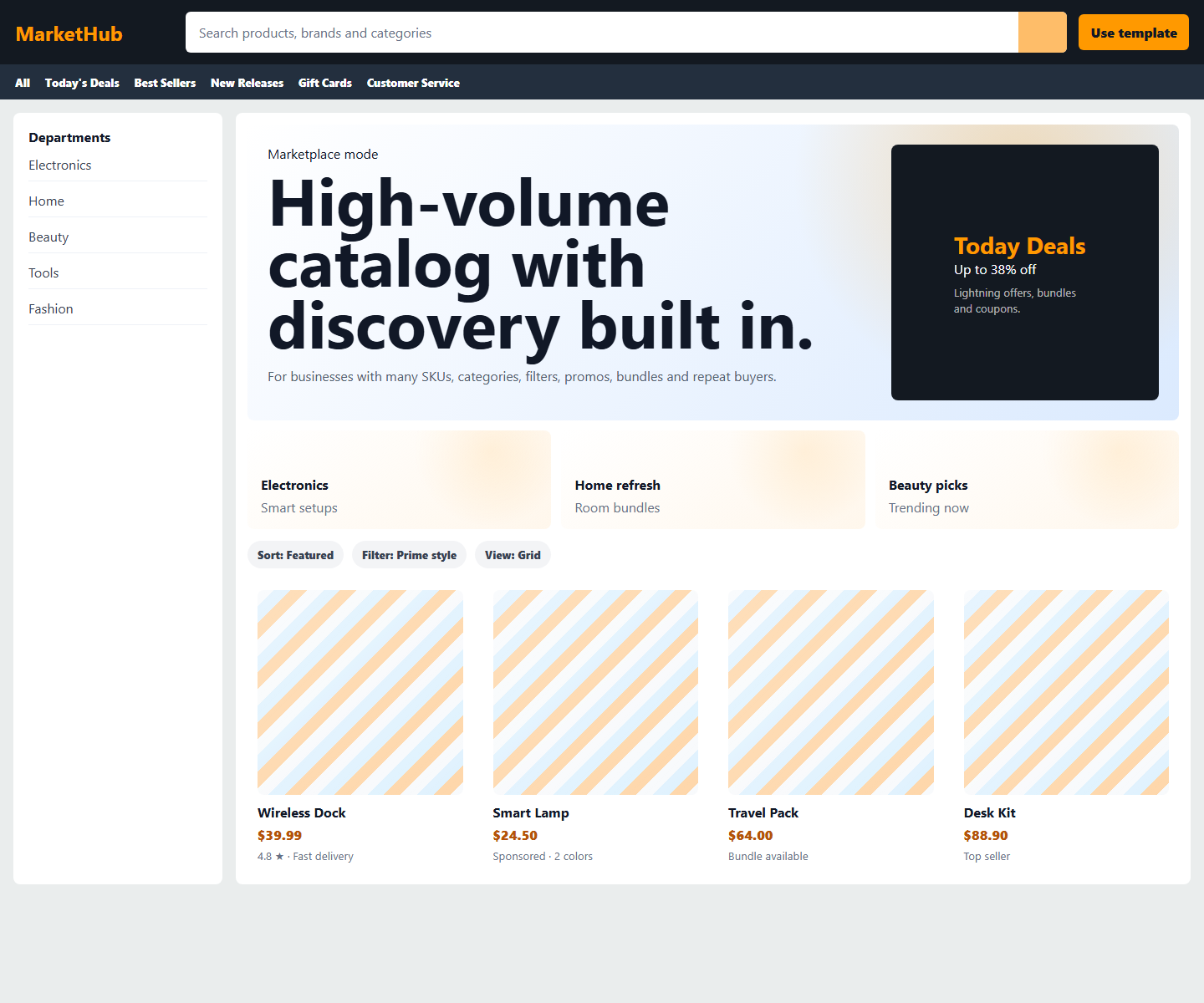 Marketplace template preview