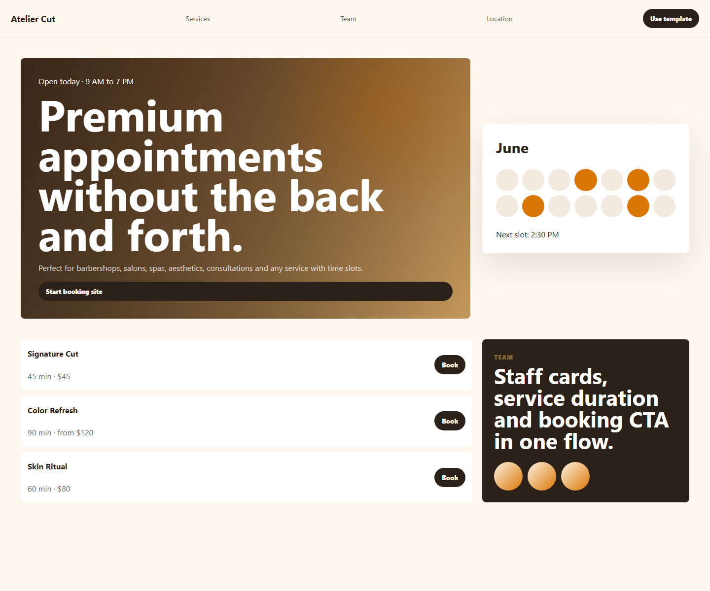 Appointment booking preview